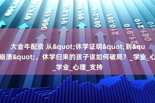 大金牛配资 从"休学证明"到"复学崩溃"，休学归来的孩子该如何破局？_学业_心理_支持