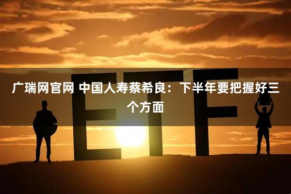 广瑞网官网 中国人寿蔡希良：下半年要把握好三个方面